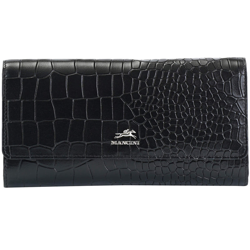 PORTEFEUILLE QUADRUPLE EN CUIR MANCINI COLLECTION CROCO-2