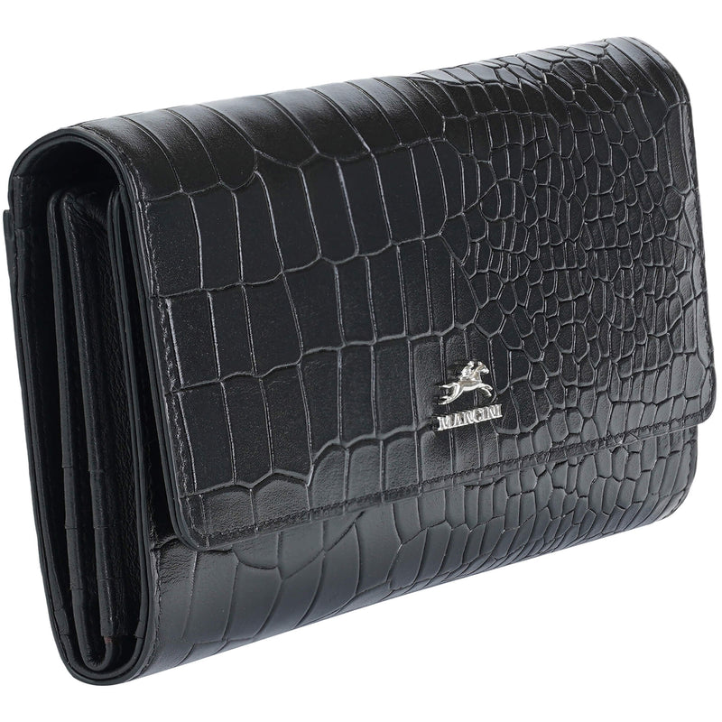 PORTEFEUILLE QUADRUPLE EN CUIR MANCINI COLLECTION CROCO-2