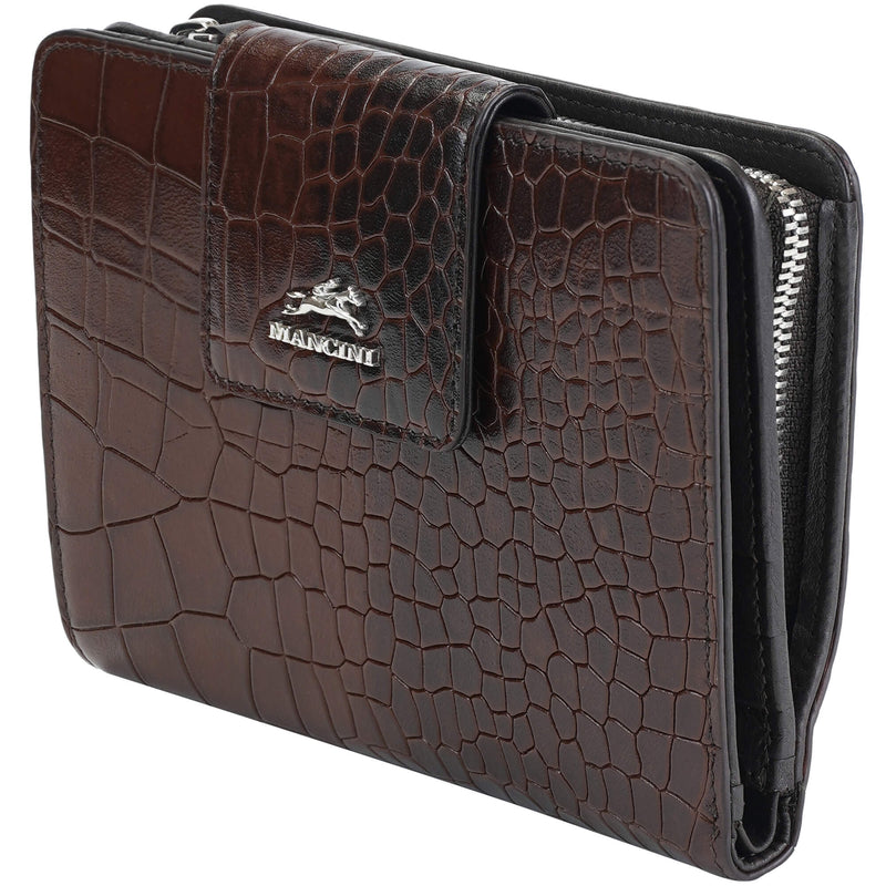 PORTEFEUILLE MOYENNE EN CUIR MANCINI COLLECTION CROCO-2